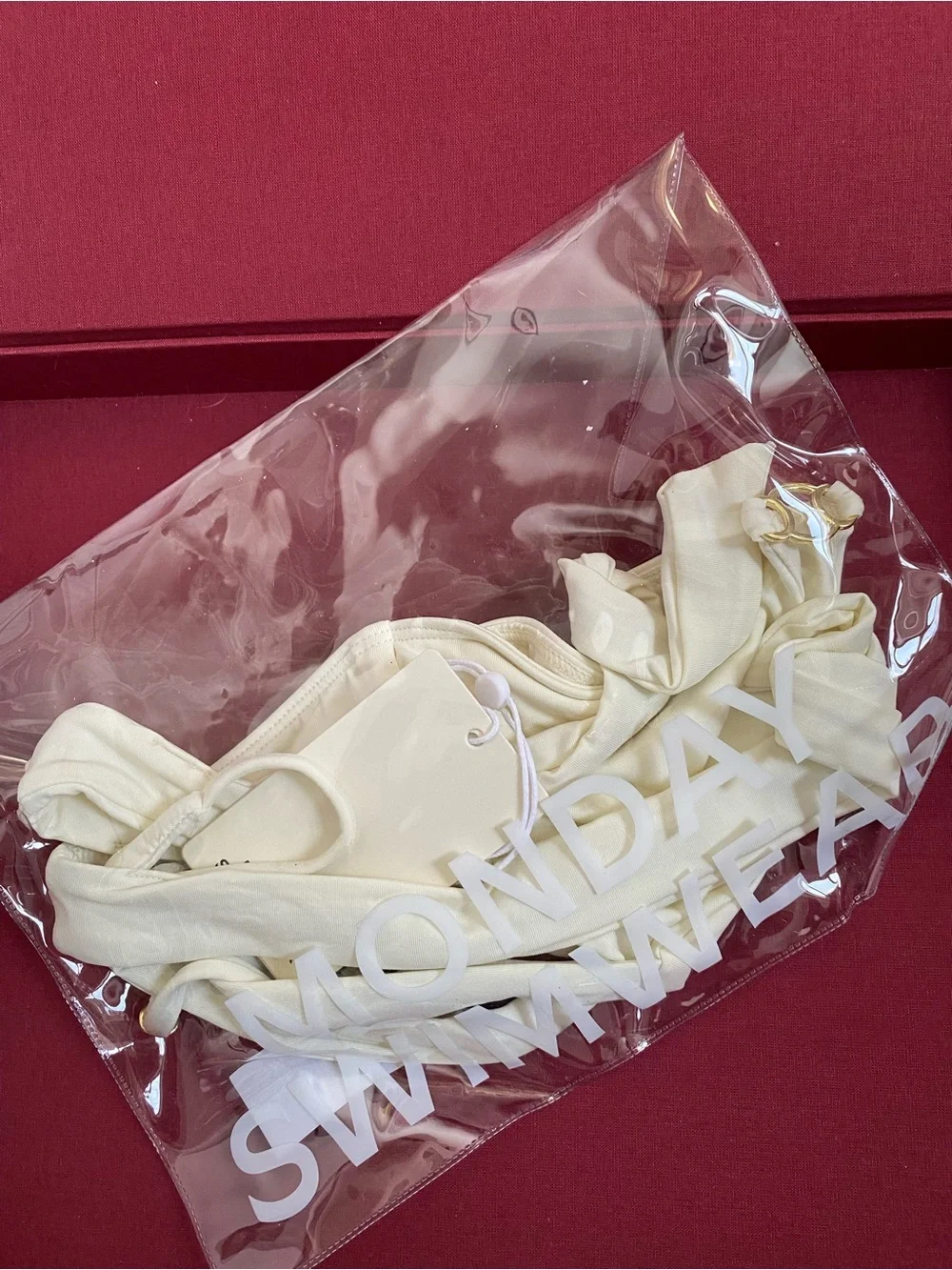 Never-Worn Monday Swimwear Cream Bikini Top & Matching Cheeky Bottom